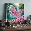(Pre-Framed)Pink Butterfly-Special Shape Diamond Painting Kit(25x25cm)