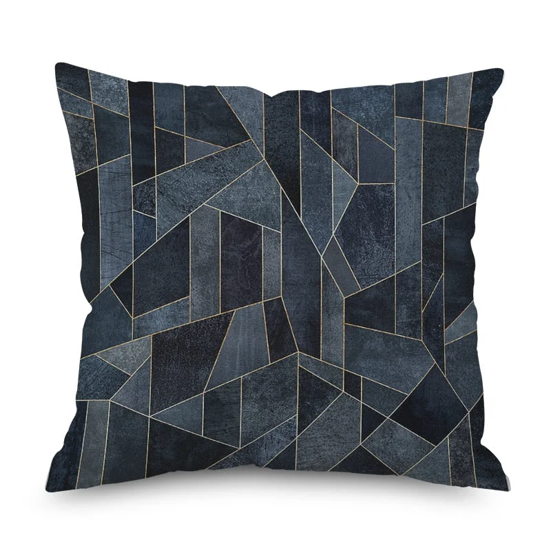 Nordic Marble Geometric Printed Cushion Cover Polyester Throw Pillow Cases for Sofa Car Black Home Decorative Pillowcase 45*45cm