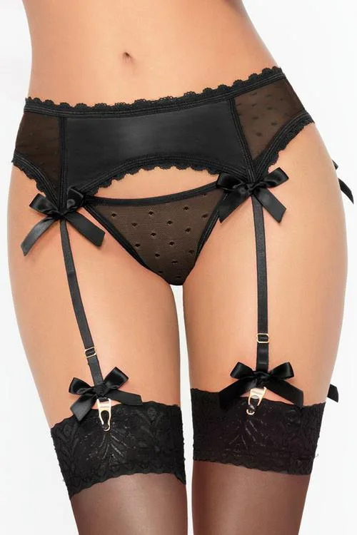 pornhint Pornhint Ready or Dot Black Garter Belt & Thong