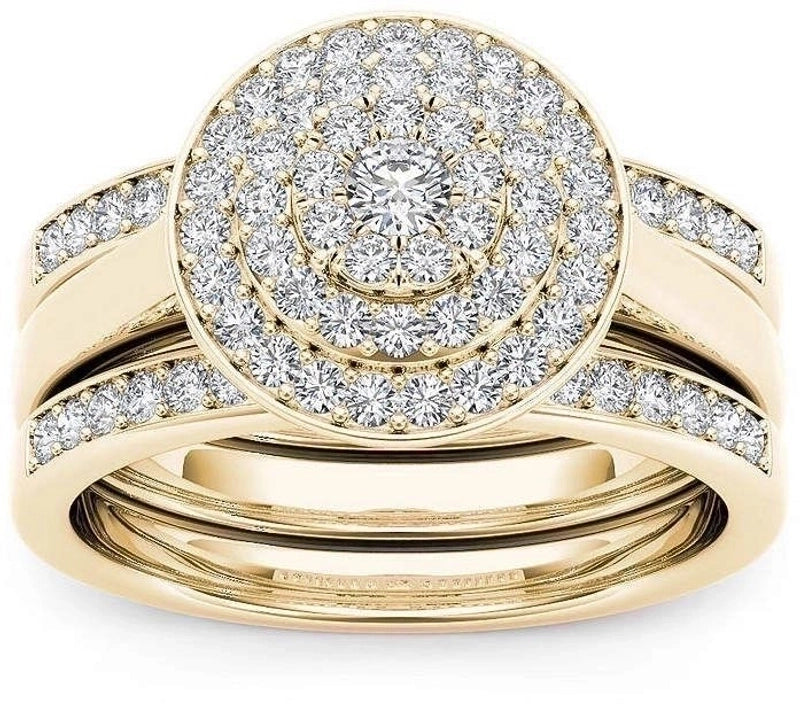 Fashion Flower Alloy Plating Artificial Gemstones Women’S Ring Sets