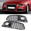 1 Pair Car Front Grill Mesh Front Fog Light Hoods Cover for Audi A4 B8 2008-2012