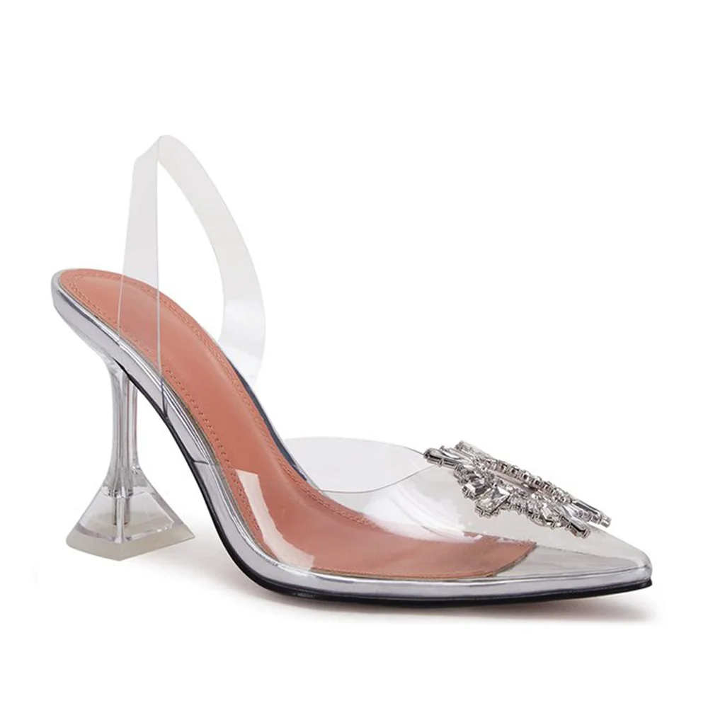 95mm Begum Crystal Party Wedding Slingback Women's Pumps-MERUMOTE