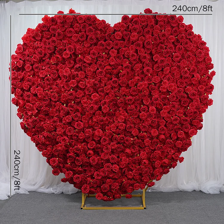 A7699 Luxury Creative Love Heart Red Rose Cloth Wall Wedding Background