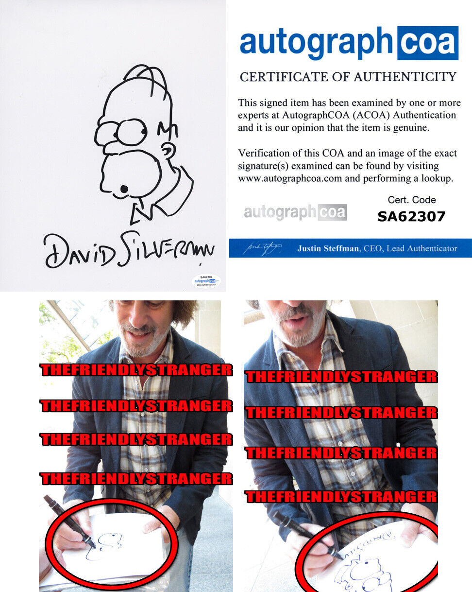 DAVID SILVERMAN signed HOMER SIMPSON SKETCH 8X10 Photo Poster painting EXACT PROOF Simpsons ACOA