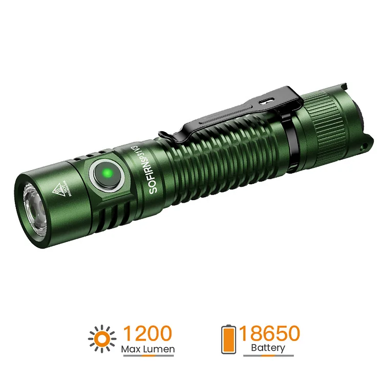 SOFIRN SP31V3 1200 High Lumen Tactical Flashlight High CRI, Green Flashlight with Buck Constant Current Circuit