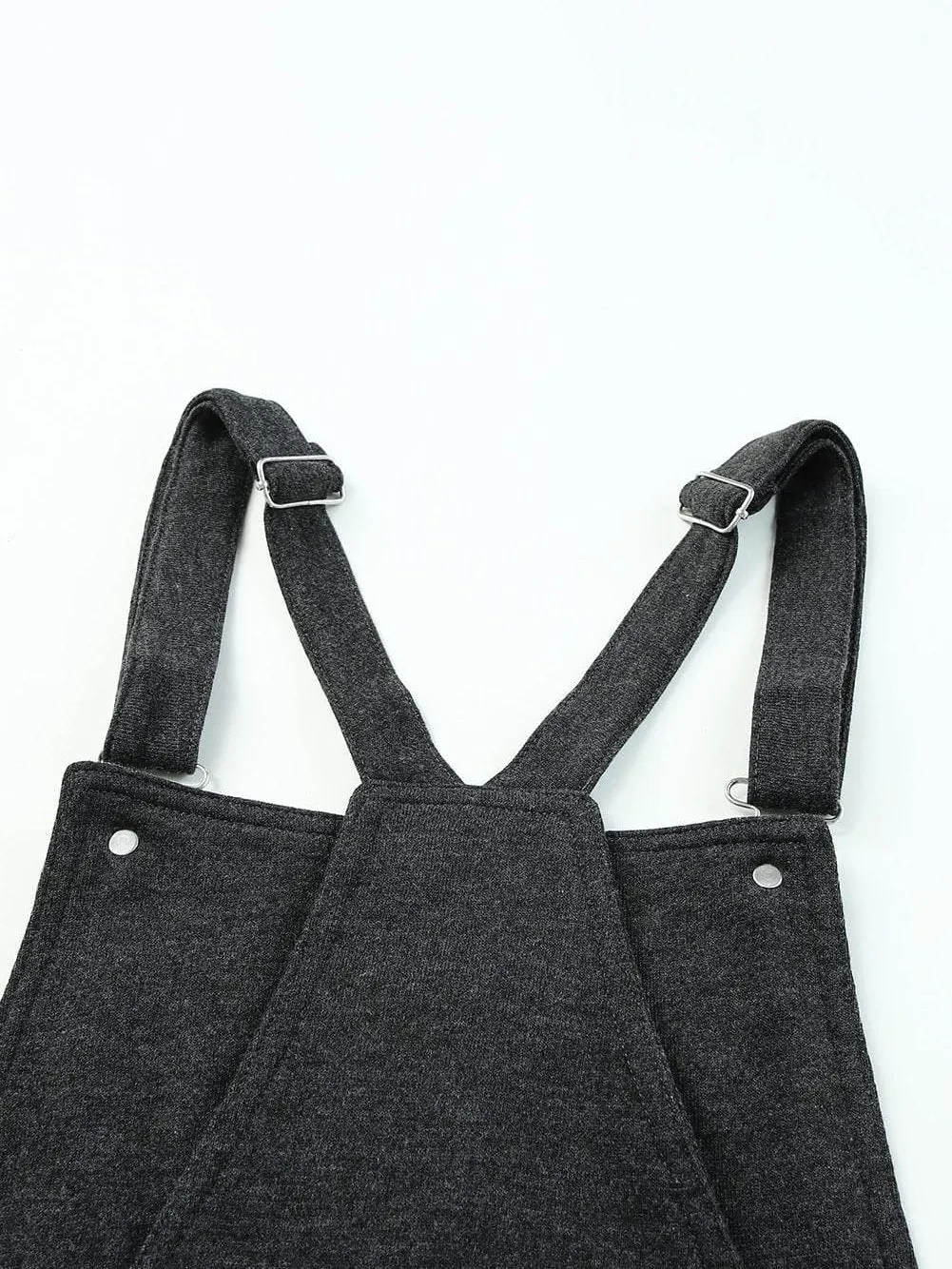 Vintage Gray Washed Drawstring Short Dungarees