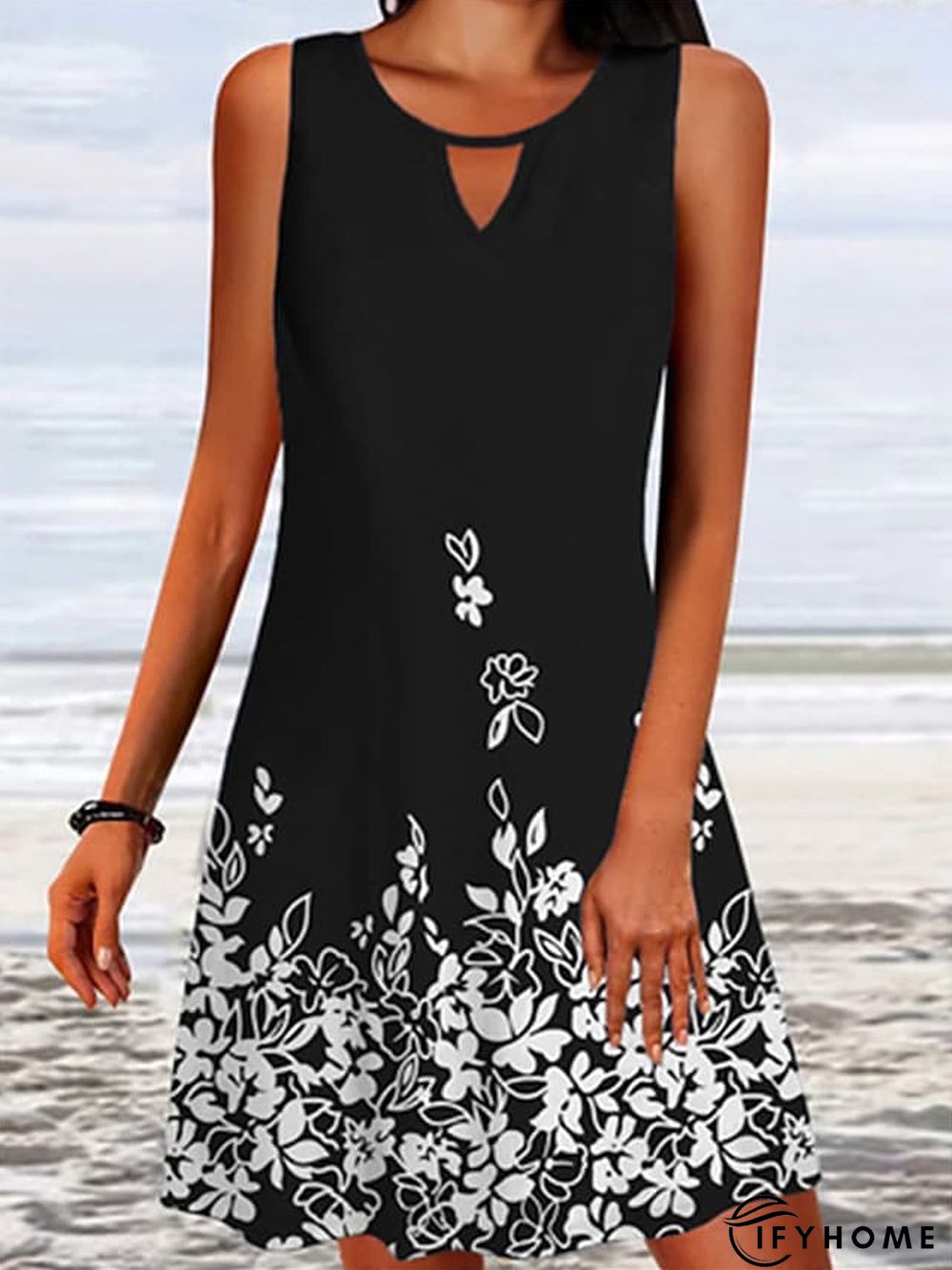 Women's Casual Dress Tank Dress Summer Dress Floral Print Crew Neck Mini Dress Active Basic Outdoor Daily Sleeveless Loose Fit Black White Wine Spring Summer S M L XL XXL | IFYHOME