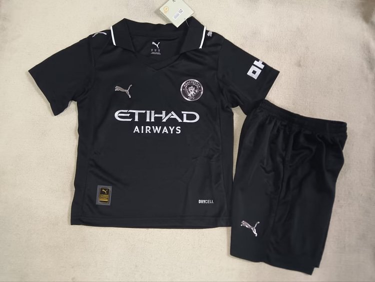 2025-26 Manchester City Away Black Kit - Children's Version