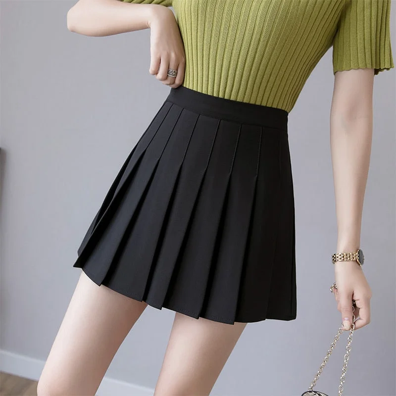 Zoki Sexy Women Pleated Skirt Summer High Waist Chic A Line Ladies Pink Mini Skirt Korean Zipper Preppy Style Girls Dance Skirt