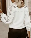 Guipure Lace Lantern Sleeve Sweater