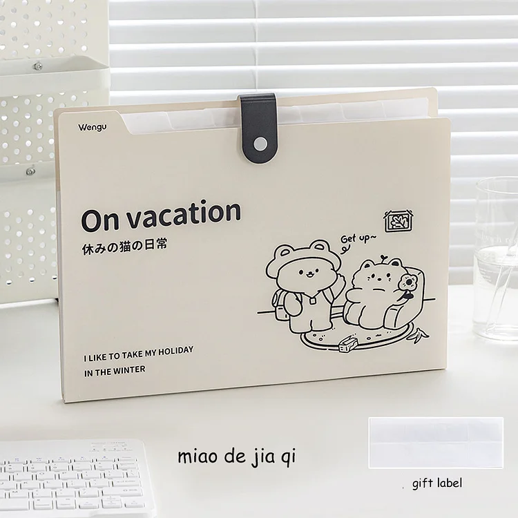 Journalsay 1 Pc Moon and A Half Xiaobai Series Kawaii Simple Expanding Wallet File Classification Storage Bag 
