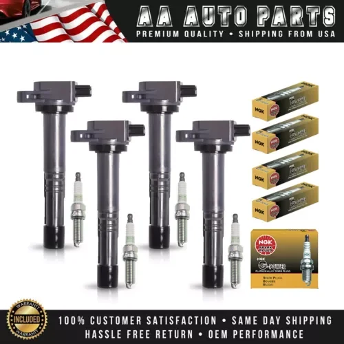 Dronehint 4 Ignition Coil & NGK Platinum Spark Plug For Honda CR-V 2.4L L4 UF602 (For: Acura) Parts