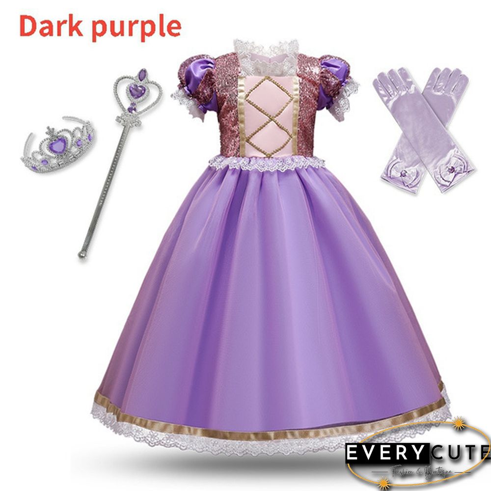 17 Styles Fancy Halloween Princess Cosplay Costume 4pcs Outfit with Accessories for 3-10 Years Kids Girls