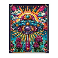 Colorful UFO Flowers - Pearls Painting