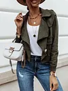 Casual Solid Color Buttoned Long Sleeves Notched Collar Blazer