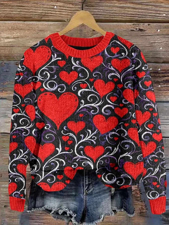 Women's Valentine's Day Printed Long Sleeve Sweatshirt