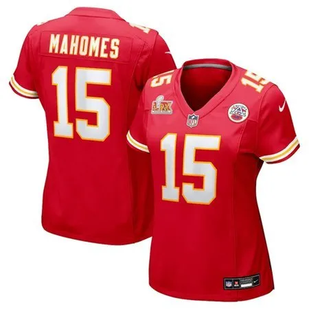 Women's Kansas City Chiefs #15 Patrick Mahomes  Red Super Bowl LIX Game Jersey