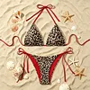 Leopard Print Lace-Up Sexy Bikini Swimsuit Set by Inlyline