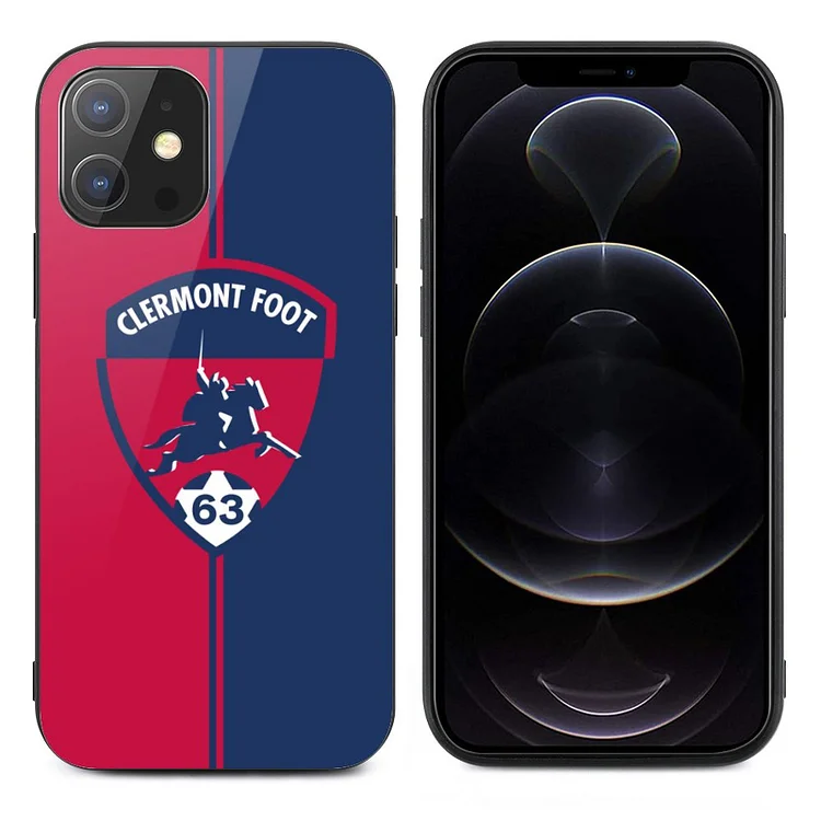 Clermont Foot 63 Coque En Verre Pour IPhone 12 Series Verre Trempé Protection Écran