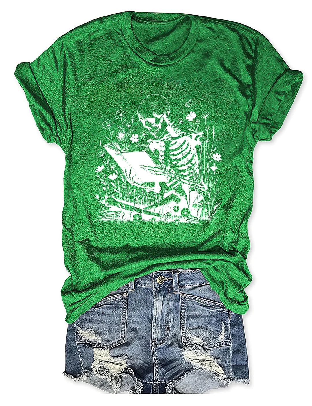 Book Reading Skeleton T-shirt