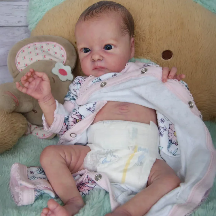 15" Newborn Lifelike Eyes Opened Baby Hand-painted Hair Doll Girl Bulina