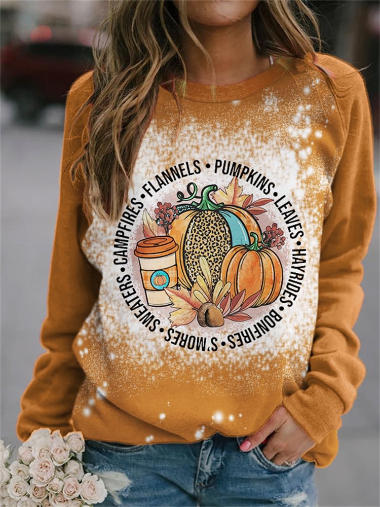 Pumpkin & Fall Elements Bleached Sweatshirt