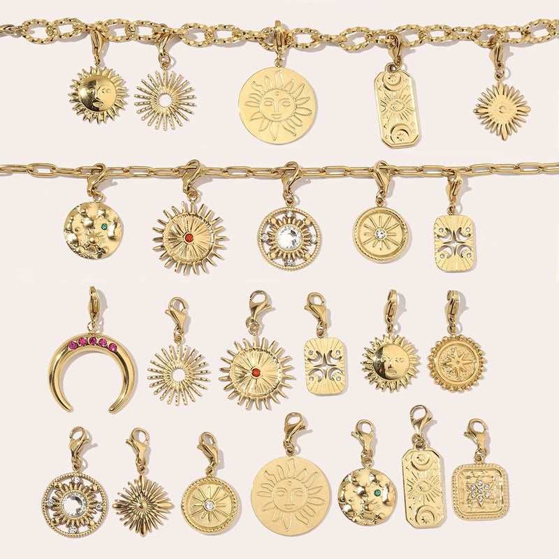 3 PCS/Package Titanium Steel Rhinestones Sun Moon Pendant Jewelry Accessories