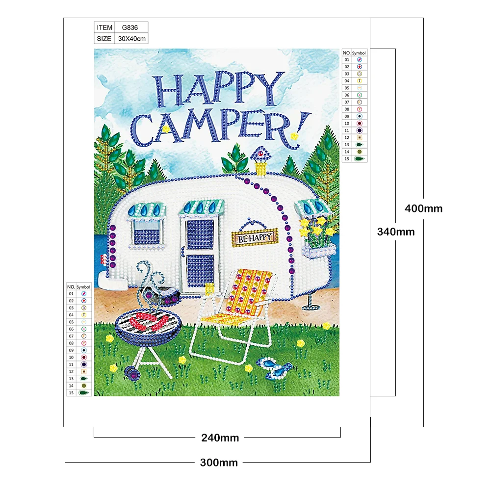 Diamond Painting - Partial Special Shaped Drill - Happy Camping Bus(30*40cm)