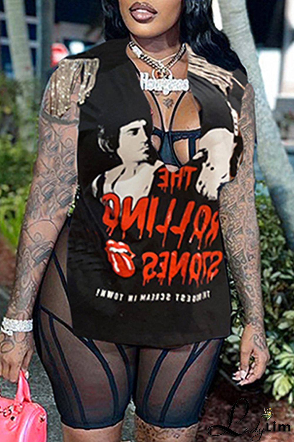 Brown Fashion Casual Print Tassel Patchwork V Neck T-Shirts