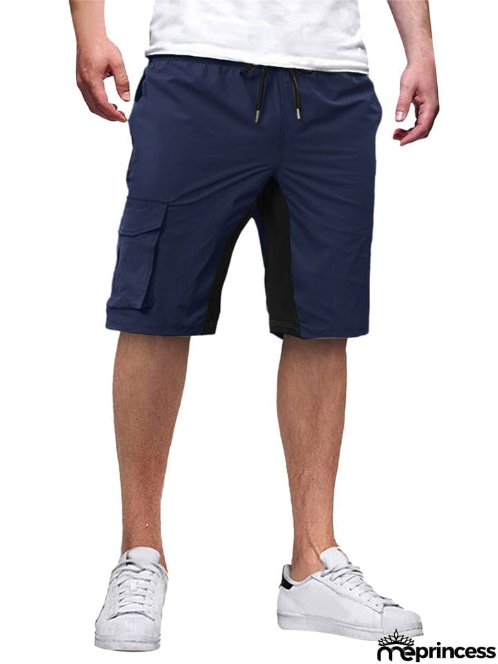 Male Contrast Color Drawstring Casual Summer Shorts