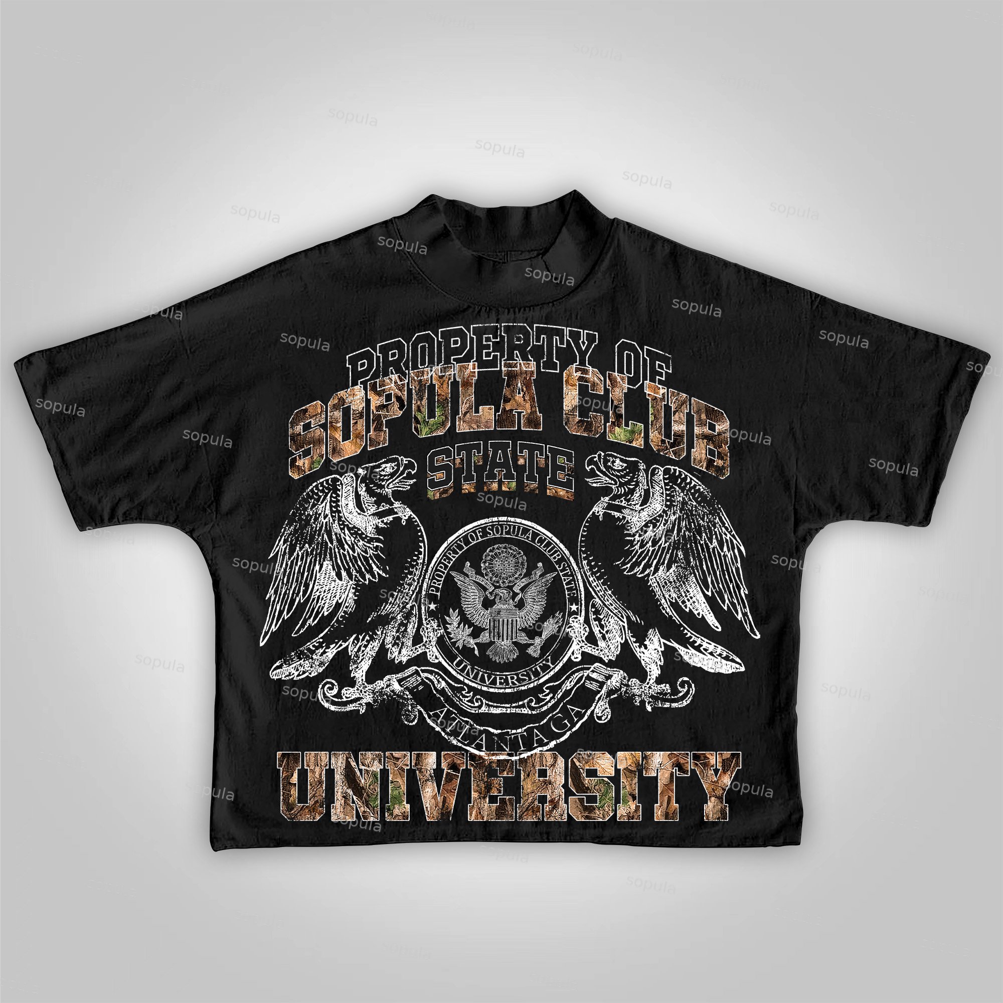 Sopula Vintage Camouflage University Style Graphics Cropped T-Shirts - SOPULA