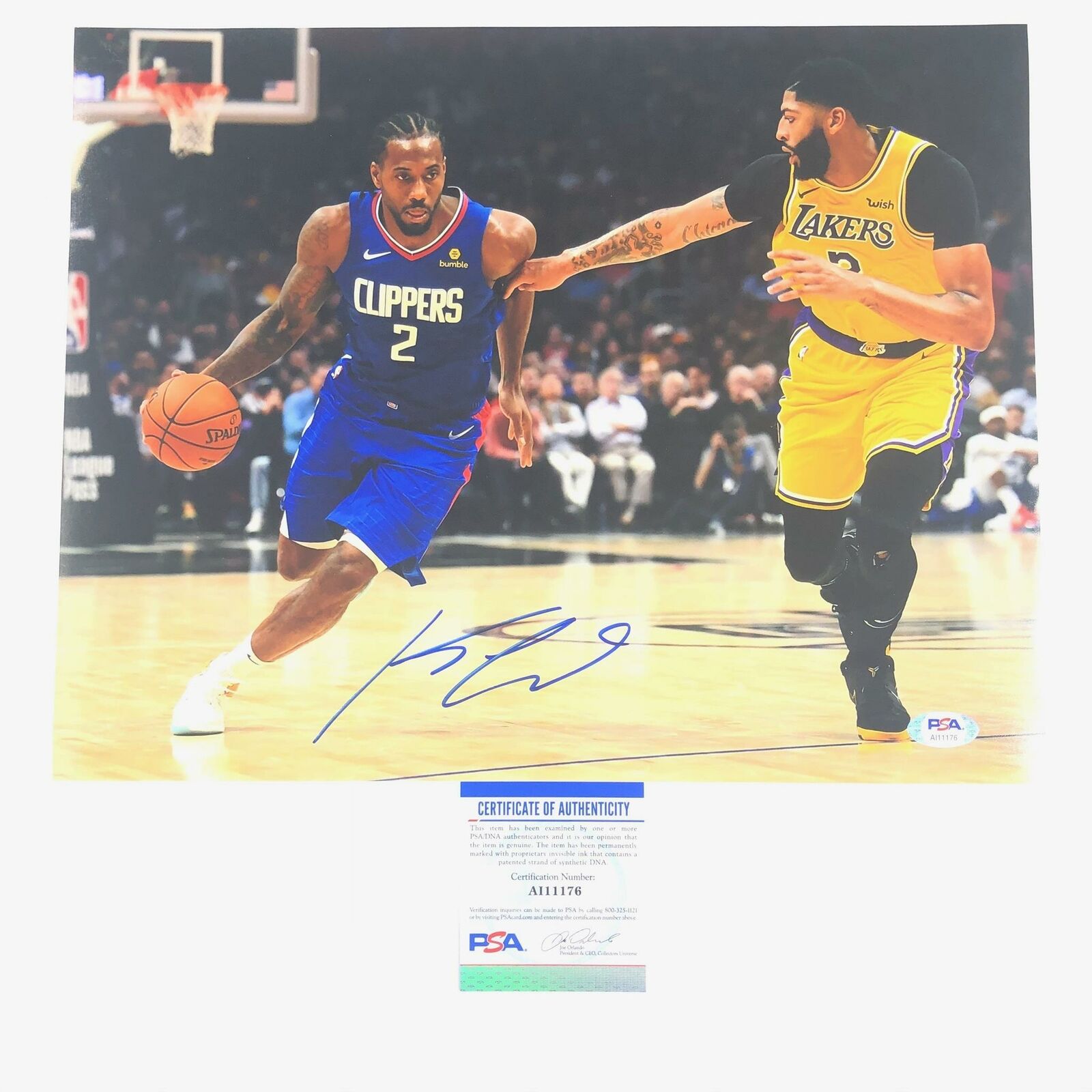 Kawhi Leonard Signed 11x14 Photo Poster painting PSA/DNA Los Angeles Clippers Autographed