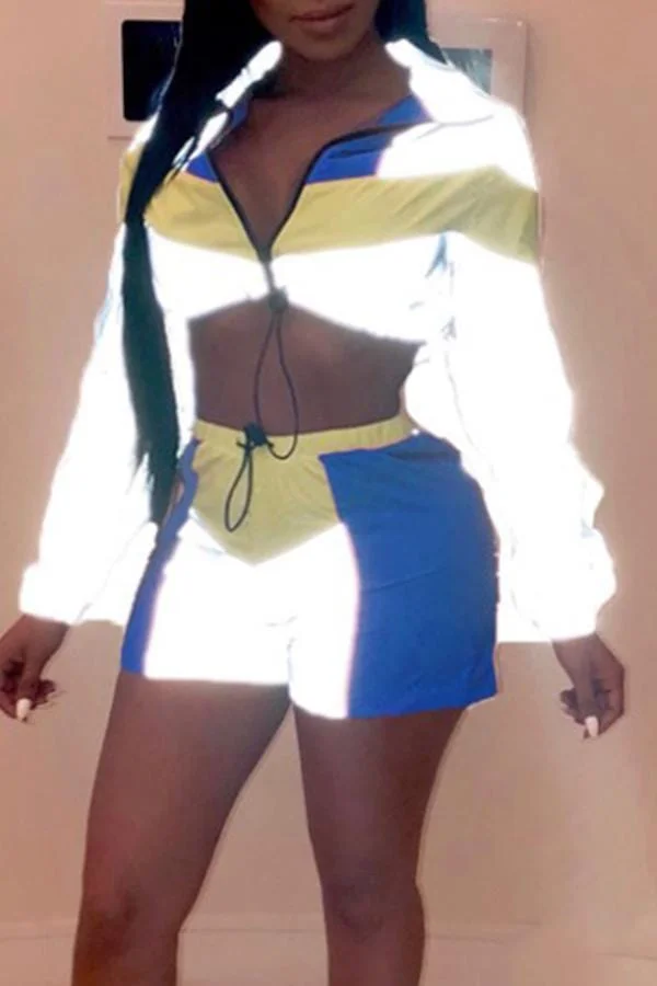 Trendy Patchwork Shorts Set