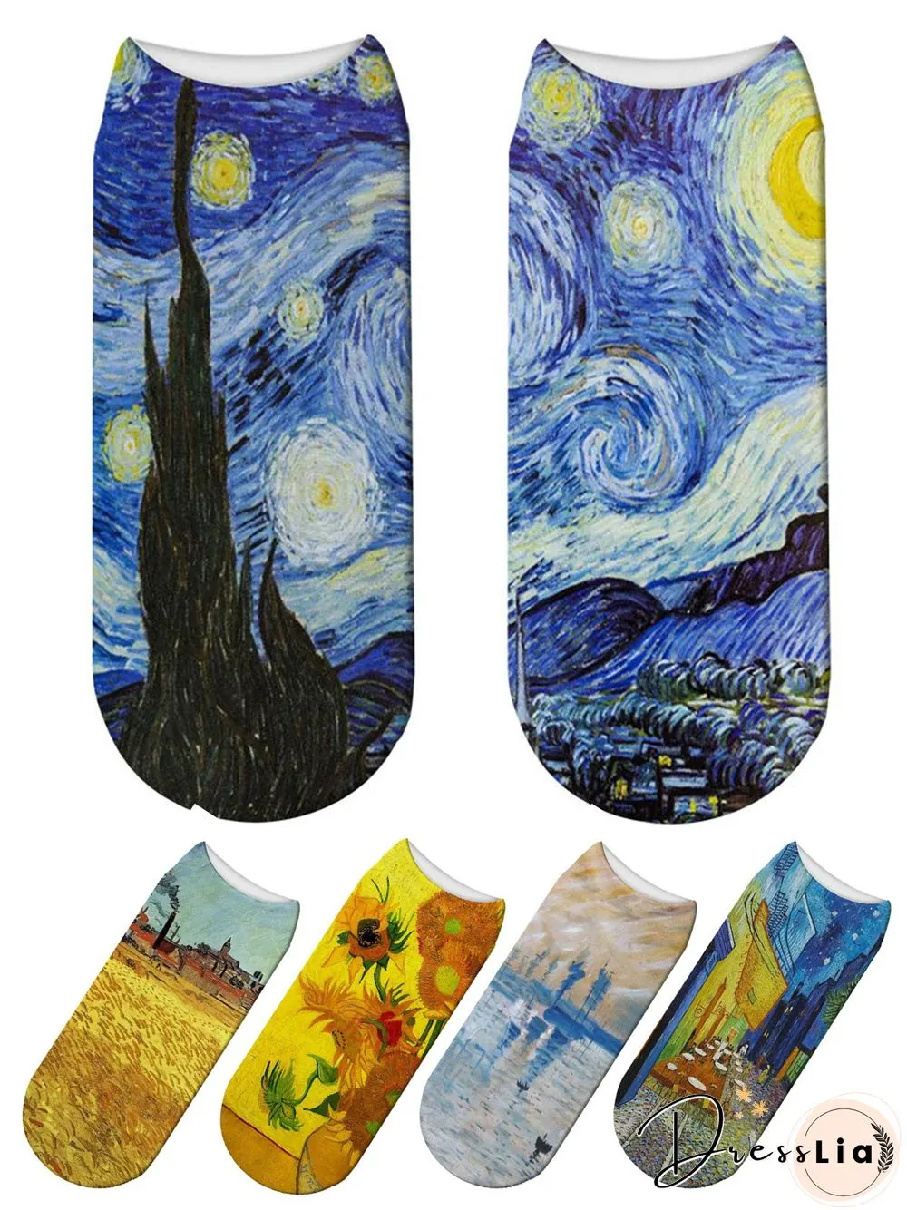 Simple Pop Art Cotton Printing Breathable Commuting Ankle Socks Regular Womens
