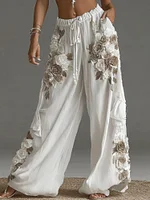 Women's Vintage Floral Pattern Art Casual Pants