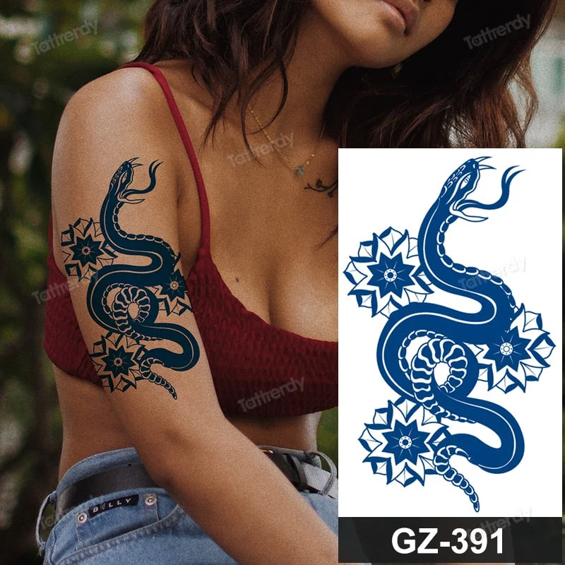 Juice Ink Lasting Waterproof Temporary Tattoo Sticker Dragon Snake Totem Tattoos Sun Wing Body Art Arm Fake Tatoo Women Men