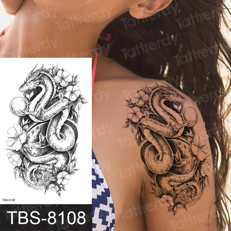 temporary tattoo phoenix dragon cats animals sexy tatoo for women girls arm shoulder tattoo sleeve back body art water transfer