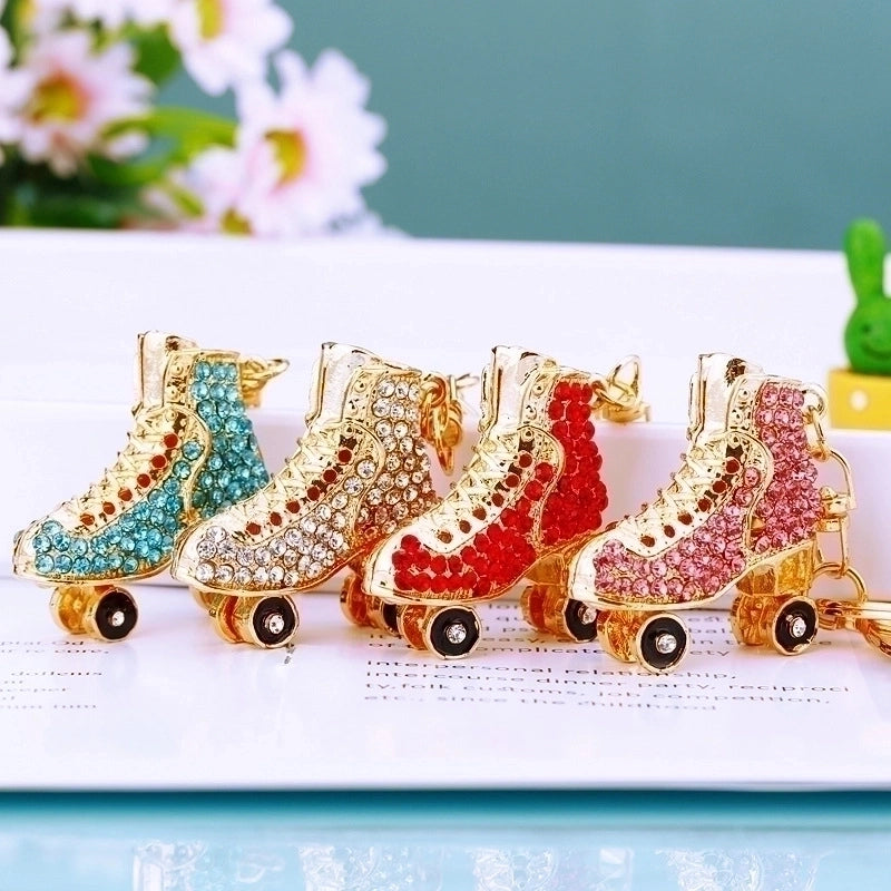 Elegant Lady Korean Style Skates Metal Inlay Rhinestones Women's Bag Pendant Keychain