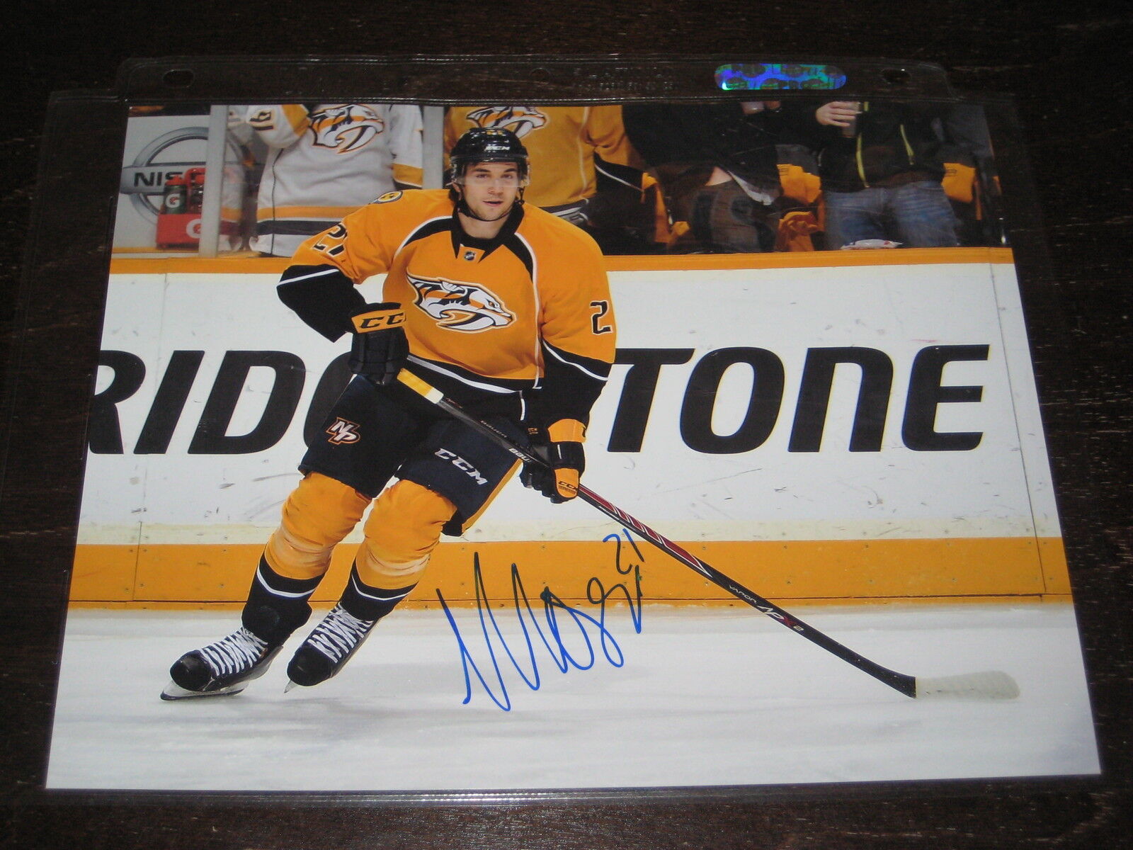 SIMON MOSER autographed NASHVILLE PREDATORS 8X10 Photo Poster painting SWITZERLAND L@@K