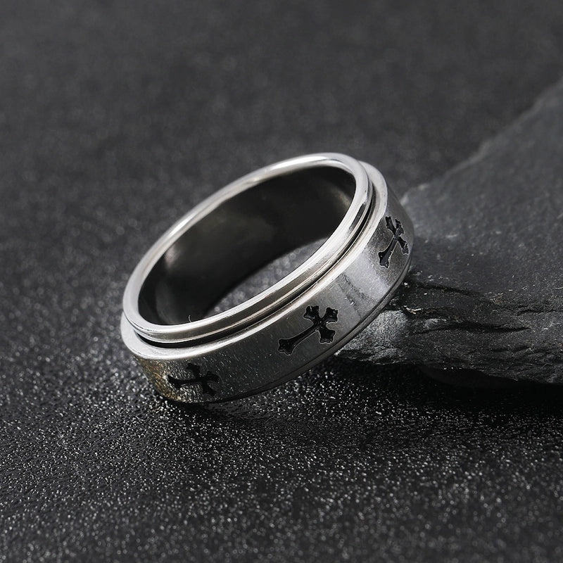 Hip-Hop Cross 304 Stainless Steel Unisex Rings