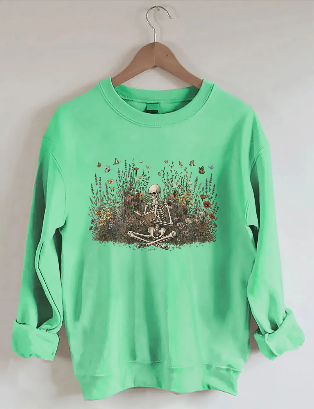 Skeleton Reading Book Sweatshirt