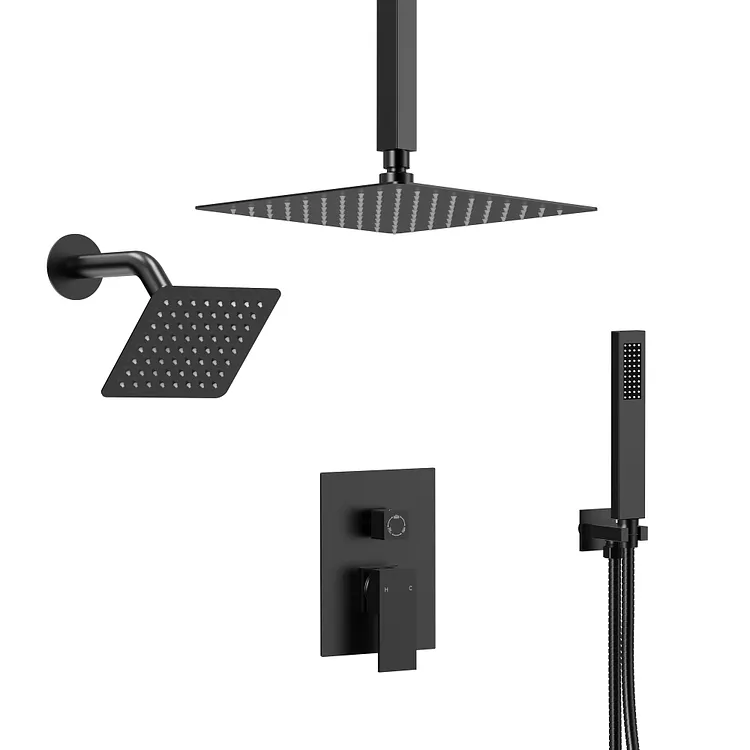 EVERSTEIN 10" Dual Shower Head System with Handheld in Matte Black