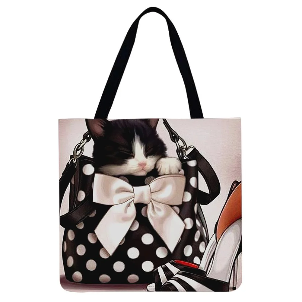 Linen Tote Bag -  Cat