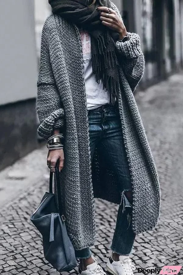 Boho Long Sleeve Solid Color Baggy Coat