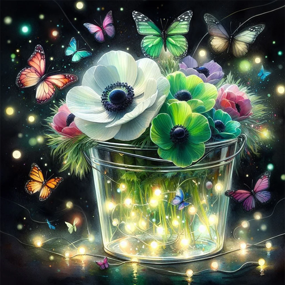 14CT Full Stamped Cross Stitch - Flower(Canvas|40*40CM)