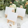 10 Pack | 5" Natural Mini DIY Tabletop Wooden Display Easel Stands, Rustic Place Card Table Number Holders