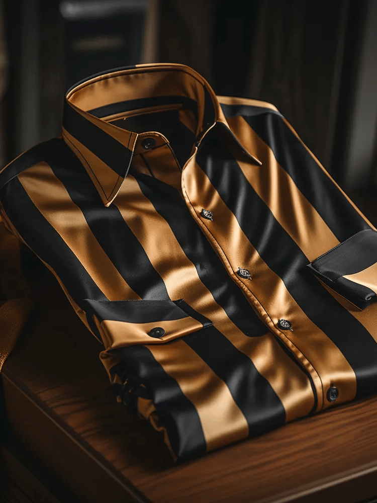 Men's Elegant Romantic Striped Long Sleeve Shirt 