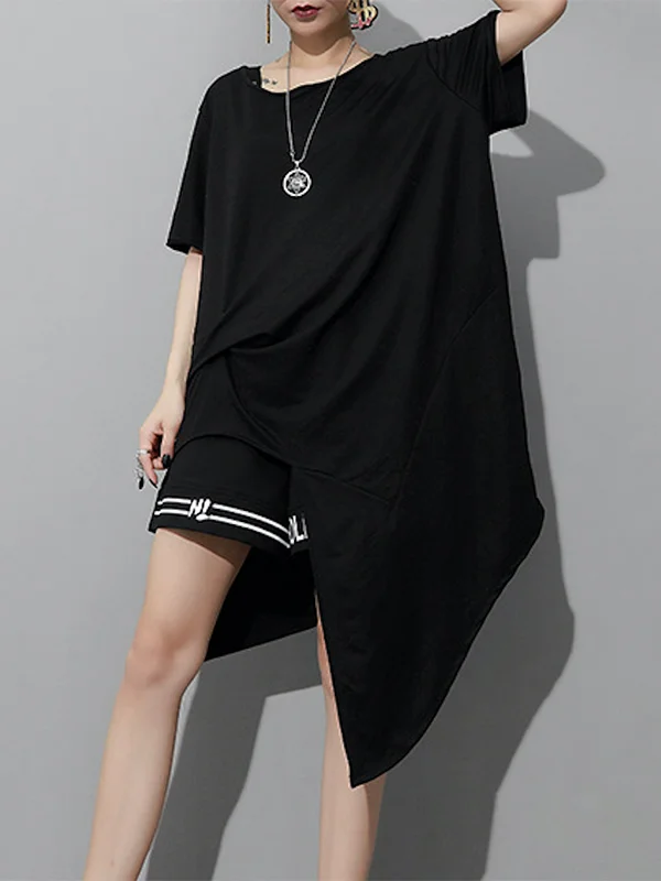 Original Irregular Loose Solid Color T-Shirt Top