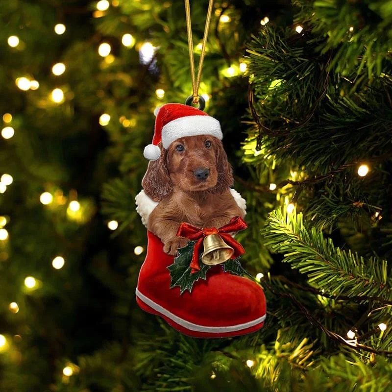 VigorDaily Irish Setter In Santa Boot Christmas Hanging Ornament SB217