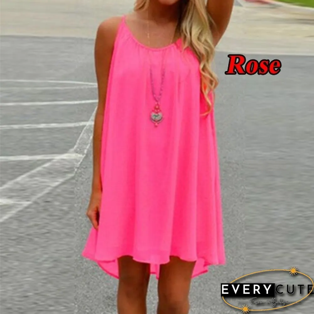 Summer Casual Sleeveless Evening Party Backless Beachwear Sexy Womens Mini Dress